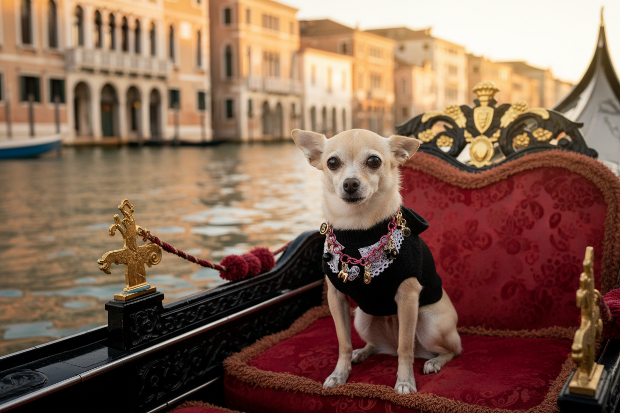 Chihuahua in gondola a Venezia