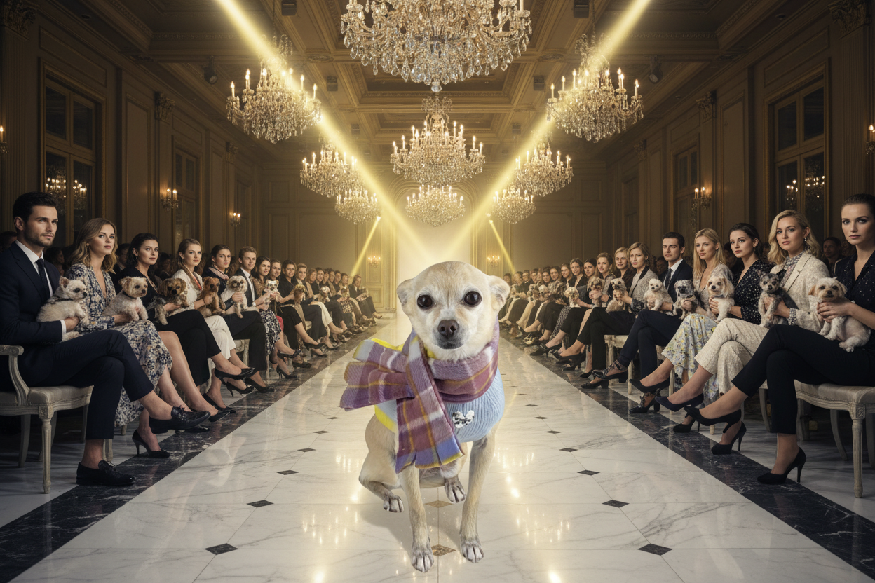 Chihuahua protagonista in sfilata di lusso