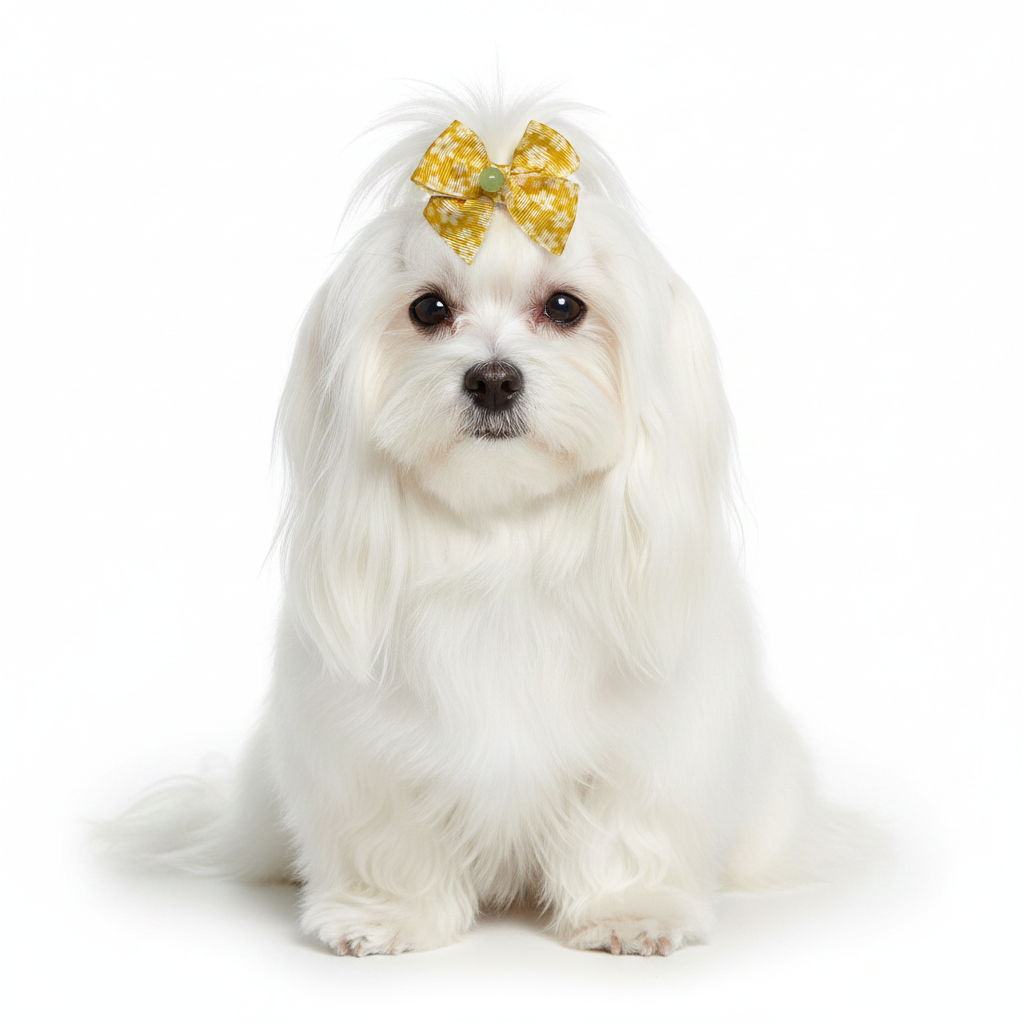 Maltese pelo lunghissimo con fiocco