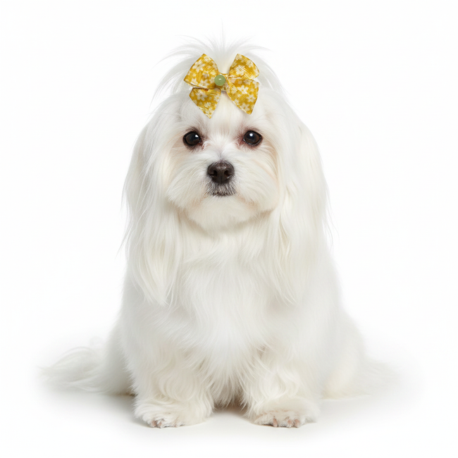 Maltese pelo lunghissimo con fiocco