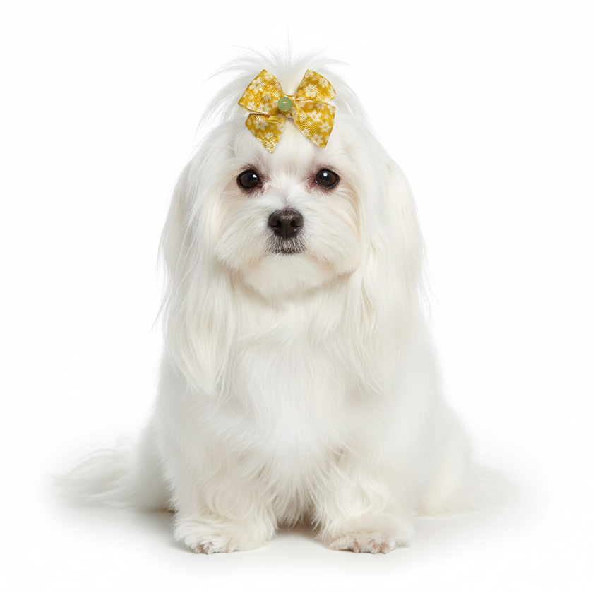 Maltese pelo lunghissimo con fiocco